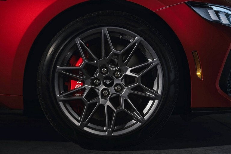 2024 Ford Mustang® model with a close-up of a wheel and brake caliper | White Ford Lincoln, L.L.C. in Winnsboro LA